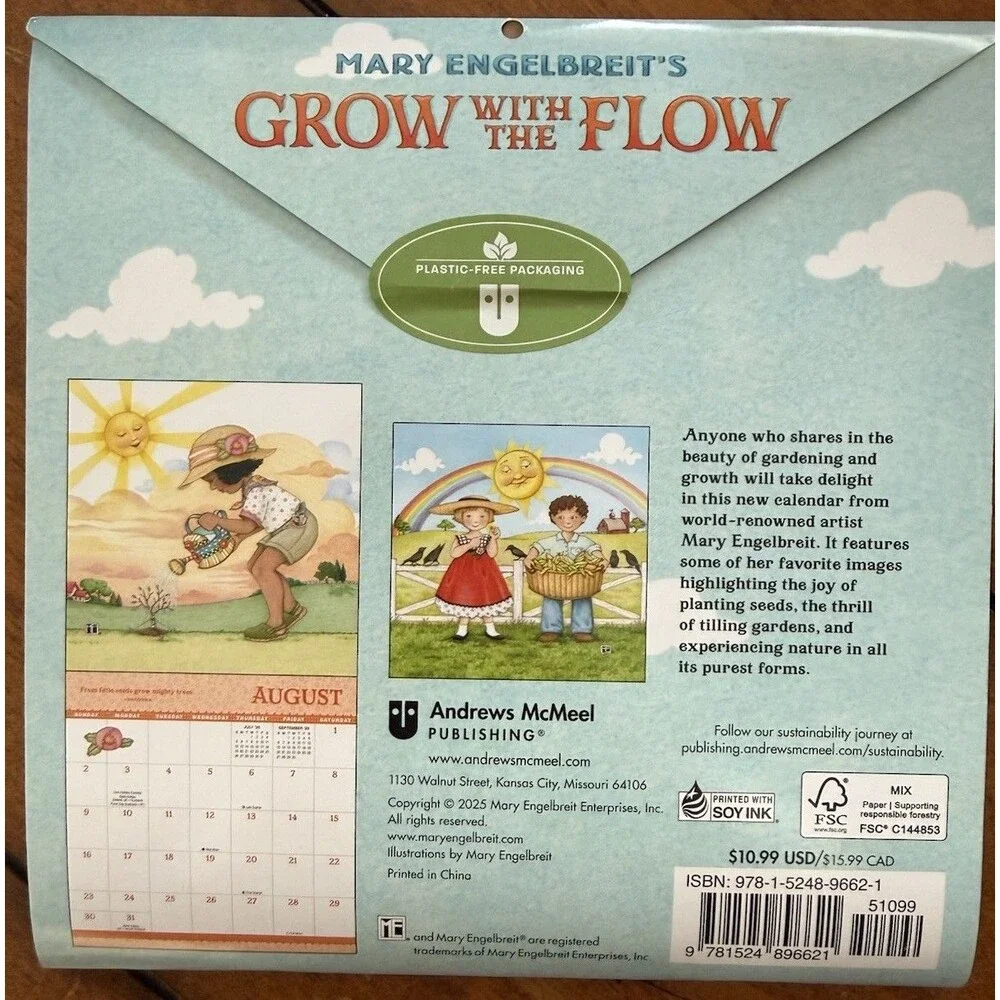 NEW Sealed Mary Engelbreit's Grow with the Flow 2026 Mini Wall Calendar 7”x7”